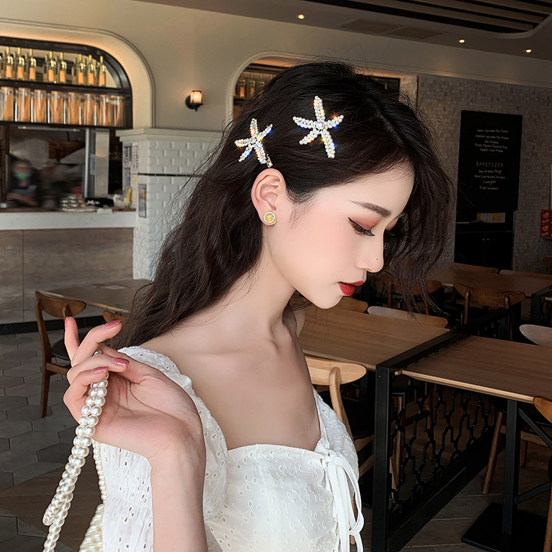 [HCM]Set kẹp tóc sao biển đính hạt và đính đá ( 02 kẹp)TOC15
