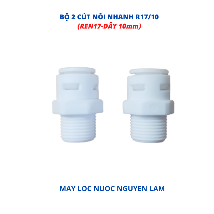 (HCM) Cút Nối Thẳng R17/10-(Ren17-Dây 10mm)