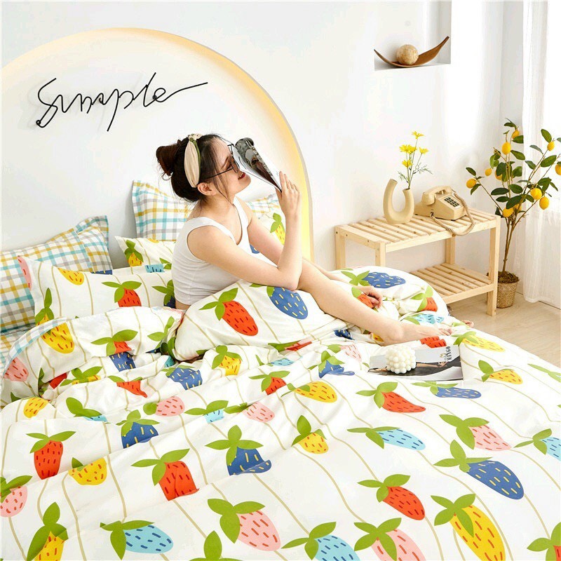 Trọn Bộ 4 Món Cotton Poly Nhập Mẫu VƯỜN DÂU