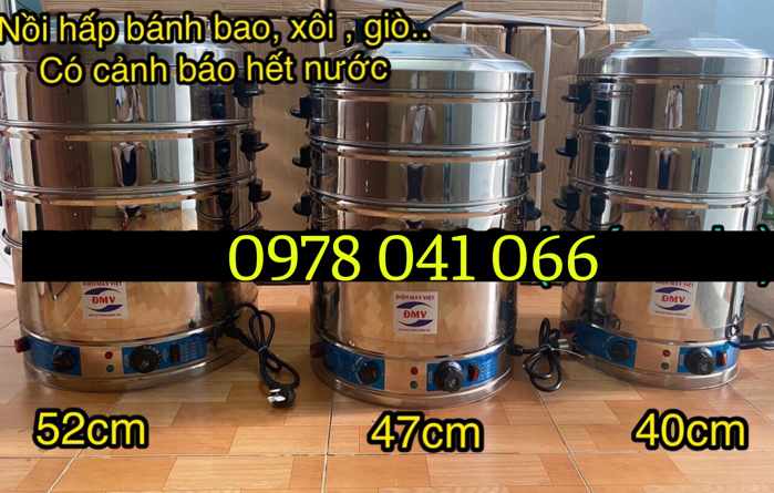 Nồi hấp bánh bao chạy điện công nghiệp 3 tầng hấp size 40cm