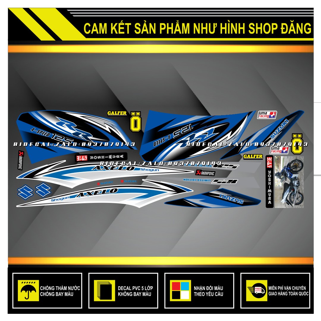 TEM RỜI AXELO MẪU RR TRẮNG XANH