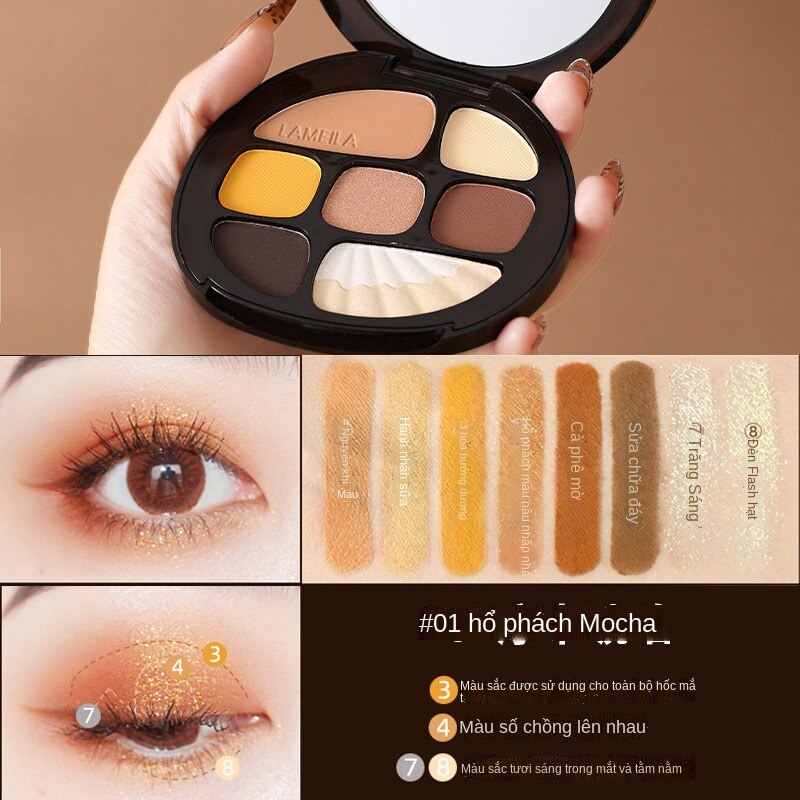 Bảng phấn mắt 7 màu Shell Amber Glitter Diamond Eye Shadow phấn mắt
