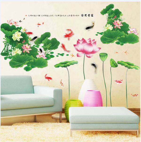 [HCM]DECAL DÁN TƯỜNG ĐẦM SEN TO VÀ SEN HỒNG