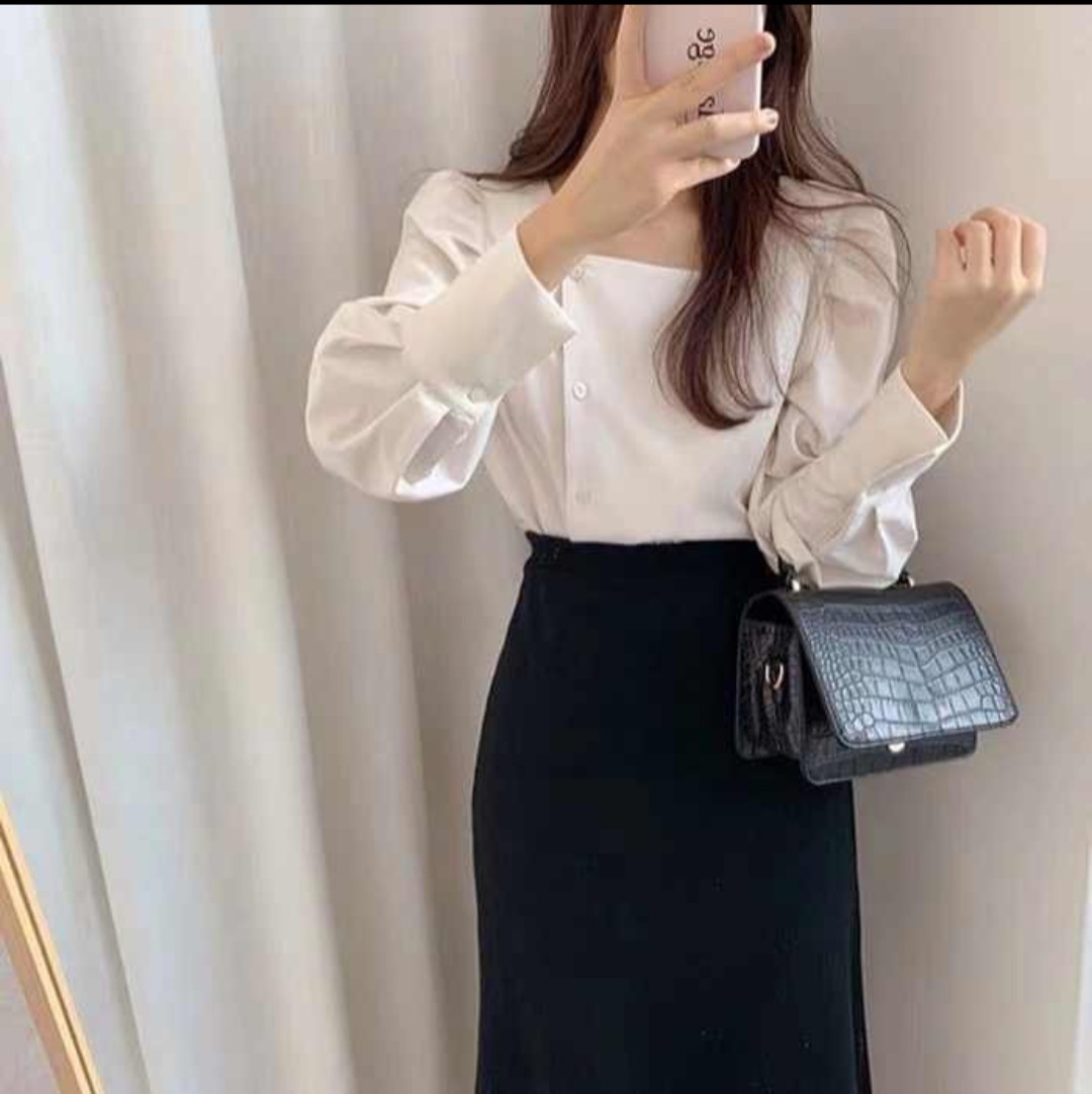 ÁO CỔ VUÔNG PHỐI NÚT