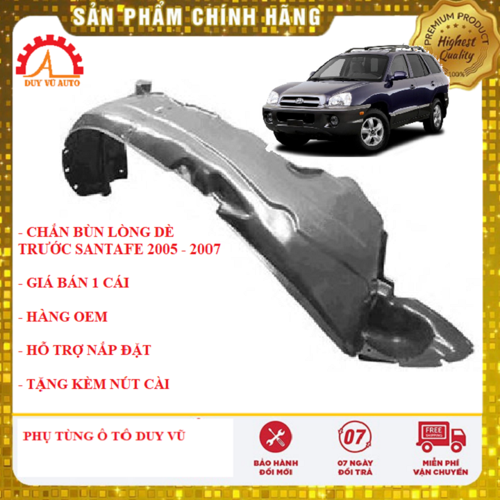 Chắn bùn lòng dè trước hyundai santafe đời 2005-2007, 2008-2010, 2011-2012, 2013-2016, 2017-2019, 2020-2022
