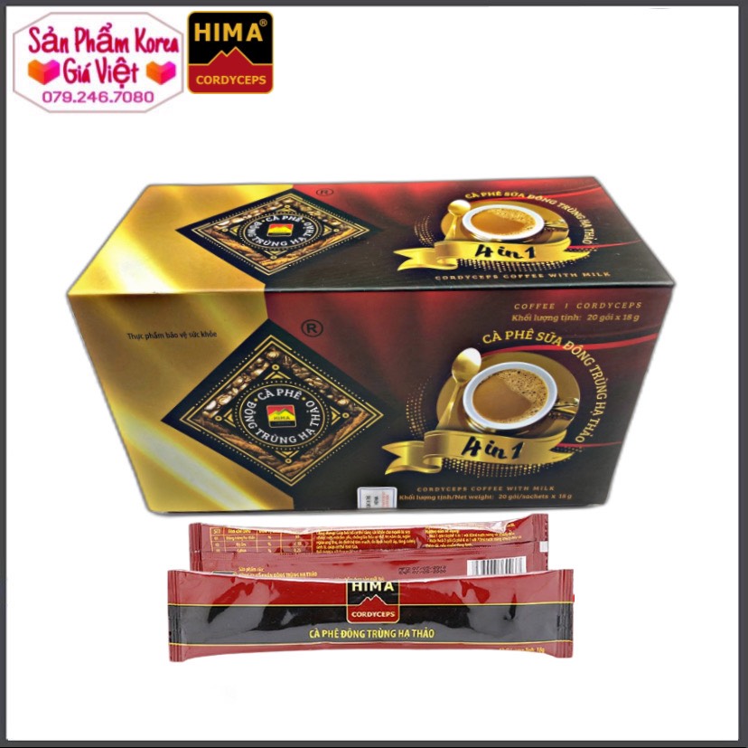Hộp Đông trùng hạ thảo cà phê sữa 4 in 1 (18g x 20 gói)