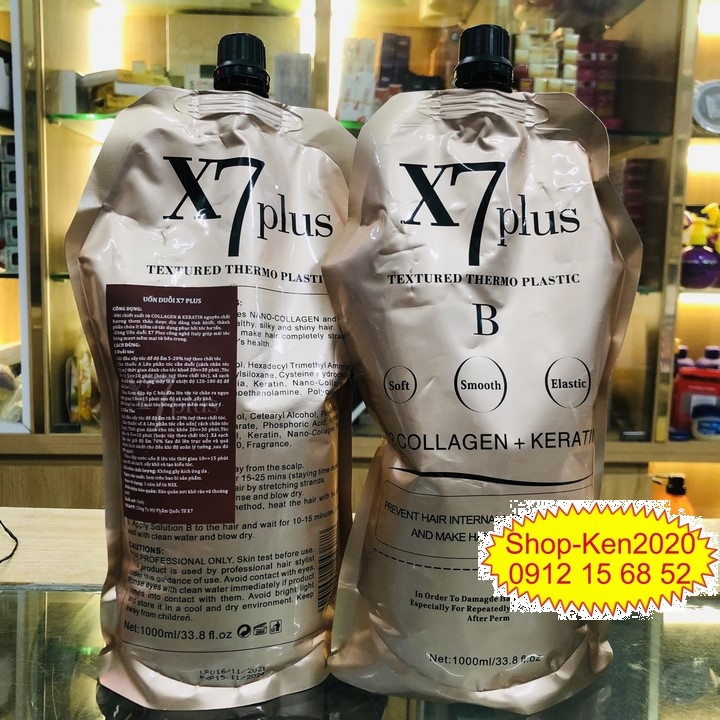 [Combo] Uốn duỗi ép tóc X7 Plus Collagen Keratin 1000ml A-B-C