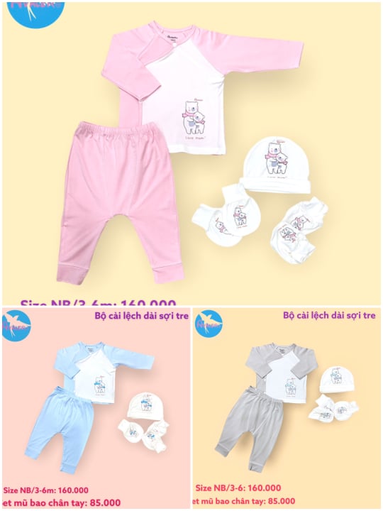 Avaler_ Bộ sơ sinh Avaler sợi tre siêu đẹp cho bé