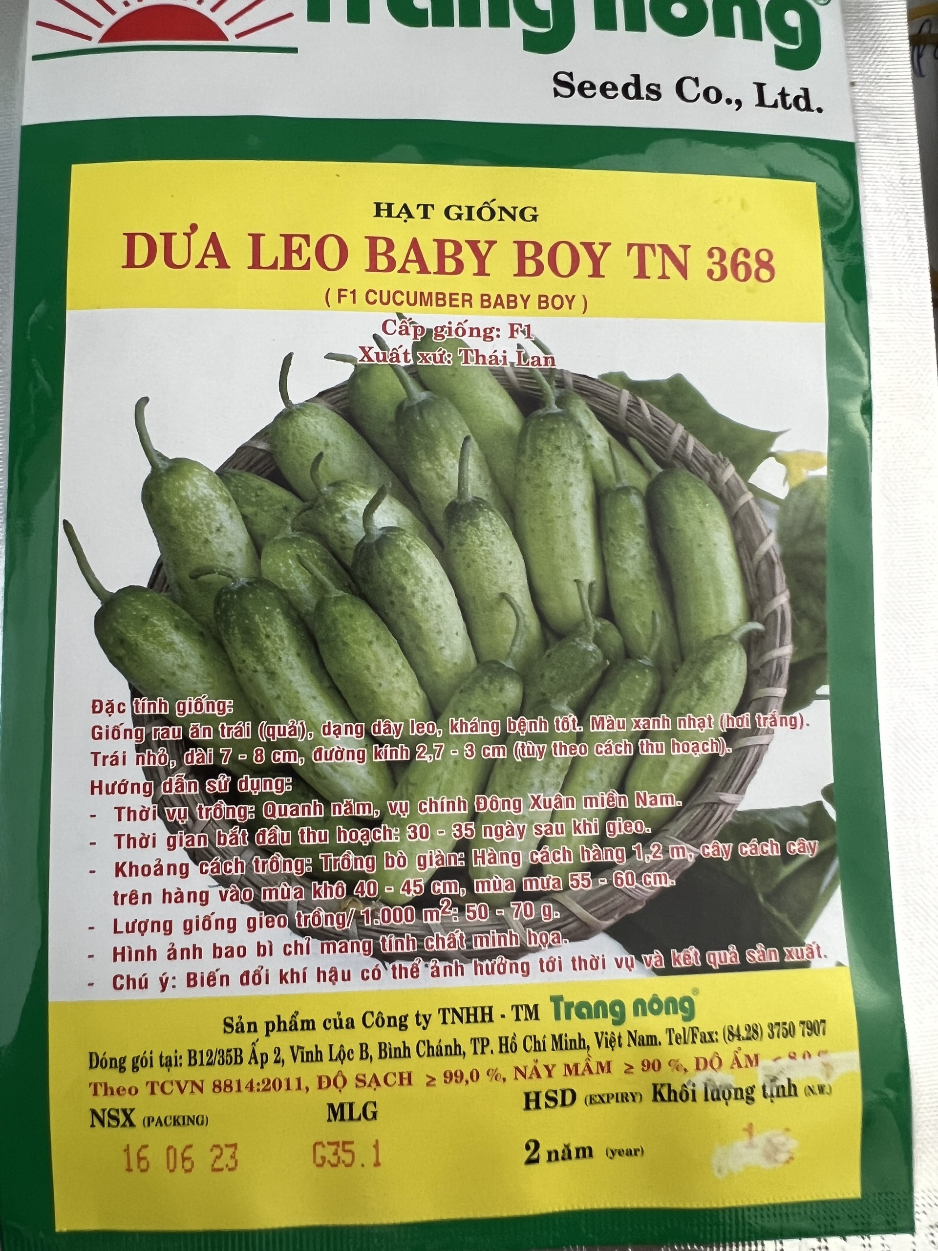 Hạt Giống Dưa Leo Baby Boy TN 368 (Gói 1 Gam)
