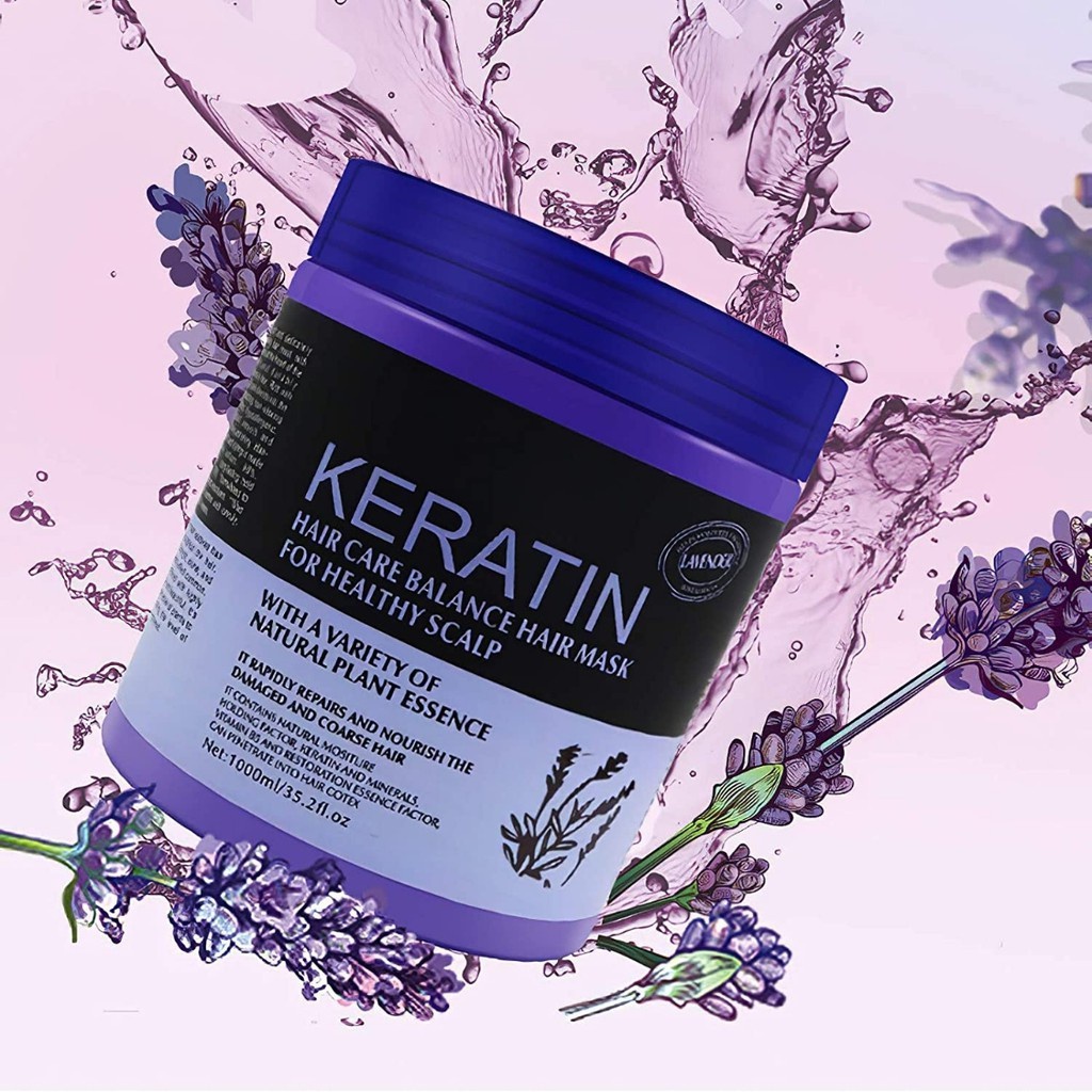 Kem ủ tóc keratin collagen 1000ml lavender brazil nut - ủ hấp tóc cung cấp dưỡng chất keratin tự nhiên loại 1