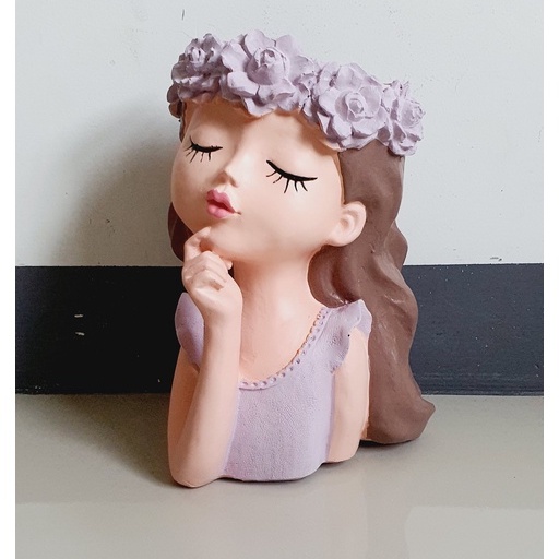 Bình hoa cô gái decor + TẶNG kèm thú mini tiểu cảnh