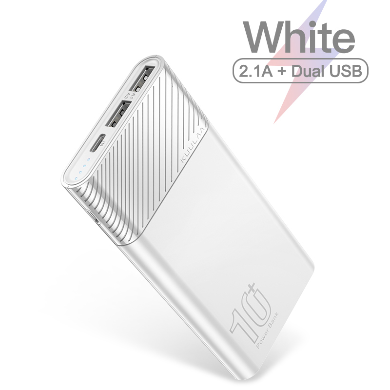 【 50% off voucher】kuulaa 10000mAh large capacity power bank LED indicator 4 output ports 3 input ports & Small portable easy to travel external battery