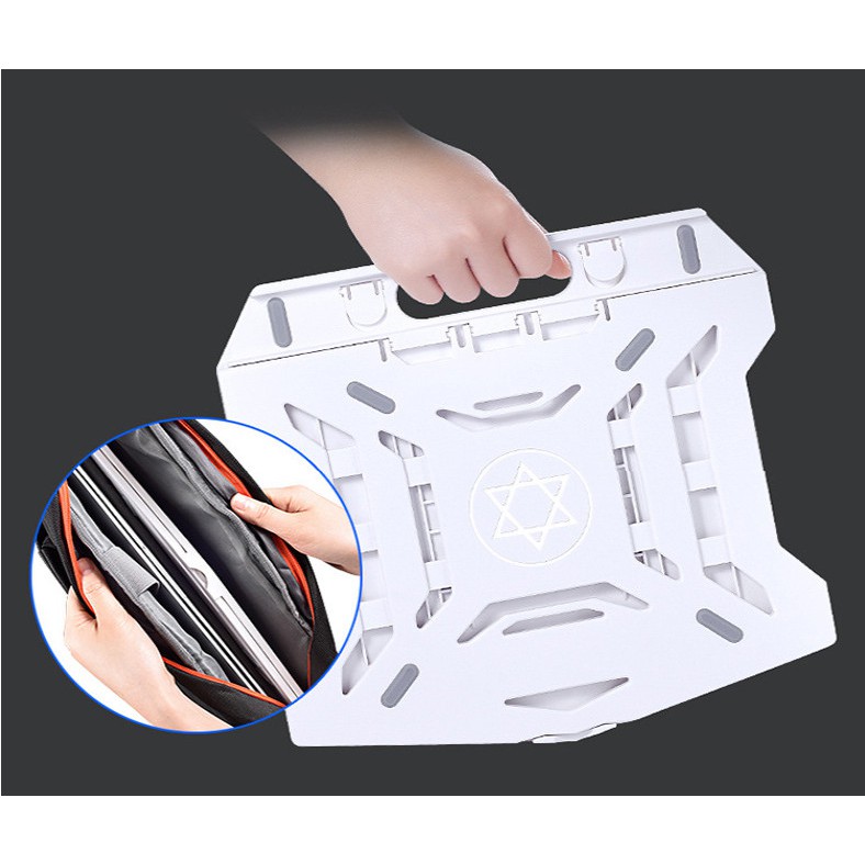 Đế Tản Nhiệt Laptop, Macbook Kiêm Giá Đỡ IPad, Điện Thoại 2 Trong 1 Gấp Gọn Để Bàn Cao Cấp
