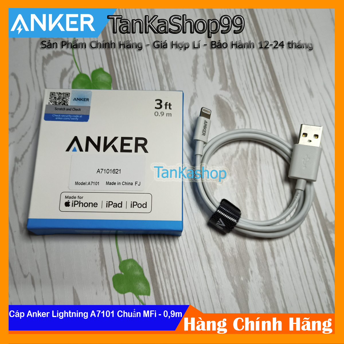 Dây Sạc ANKER Lightning A7101 Được Chứng Nhận MFi