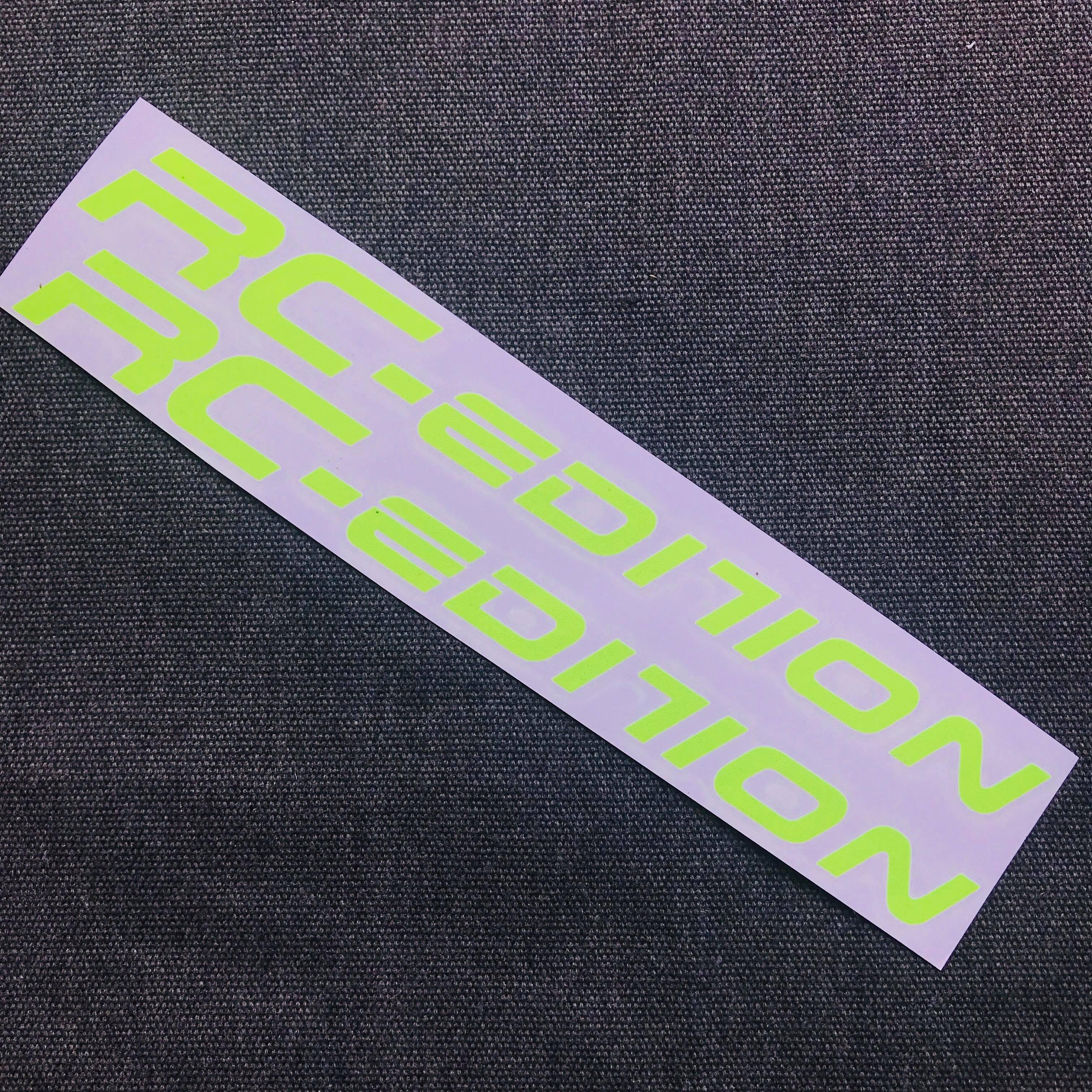 Tem dán phuộc phản quang RC-EDITION CHO NHIỀU LOẠI XE (MÀU VÀNG CHANH)