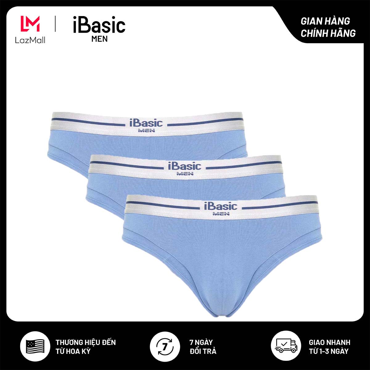 Combo 3 quần lót nam brief cotton usa ibasic panm055
