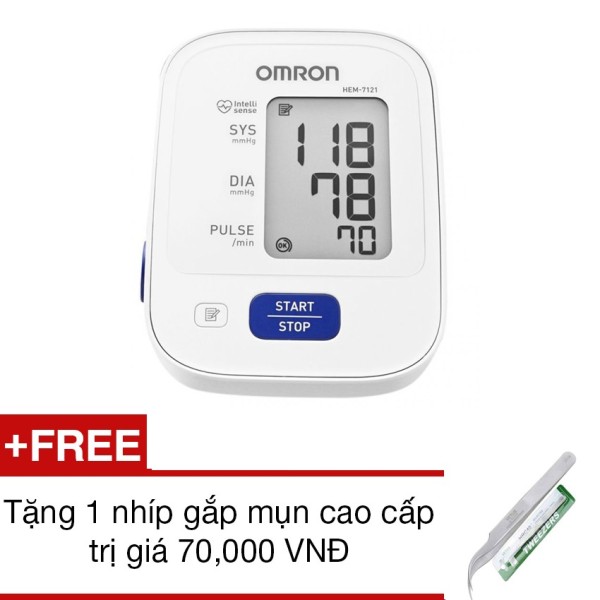 Nơi bán Máy đo huyết áp bắp tay Omron HEM-7121 (Trắng)+Tặng 1 nhíp gắp mụn cao cấp