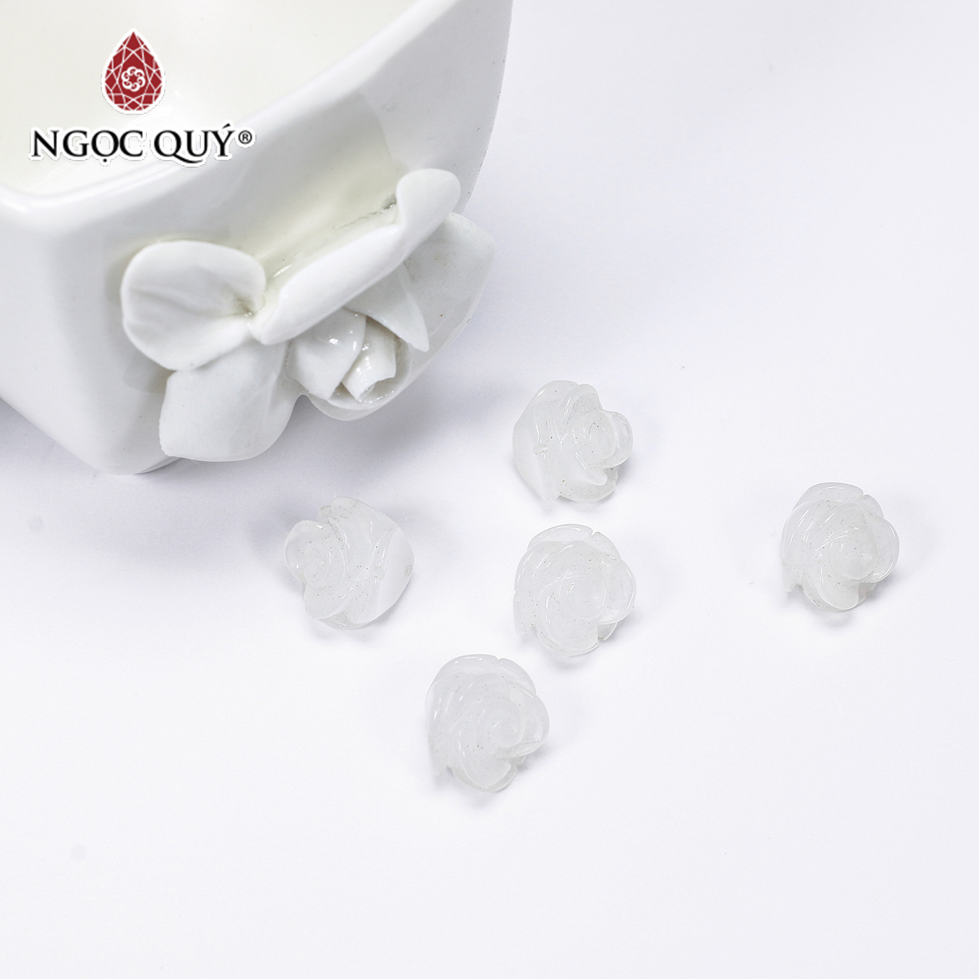 [HCM]Charm hoa mẫu đơn đá mã thiên nhiên làm mặt nhẫn mặt dây chuyền bông tai vòng tay - Ngọc Quý Gemstones