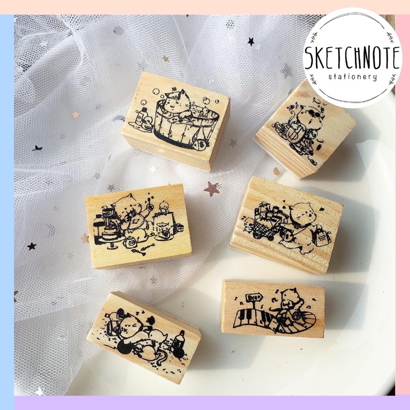 Con dấu gỗ mèo cute stamp gỗ SP022