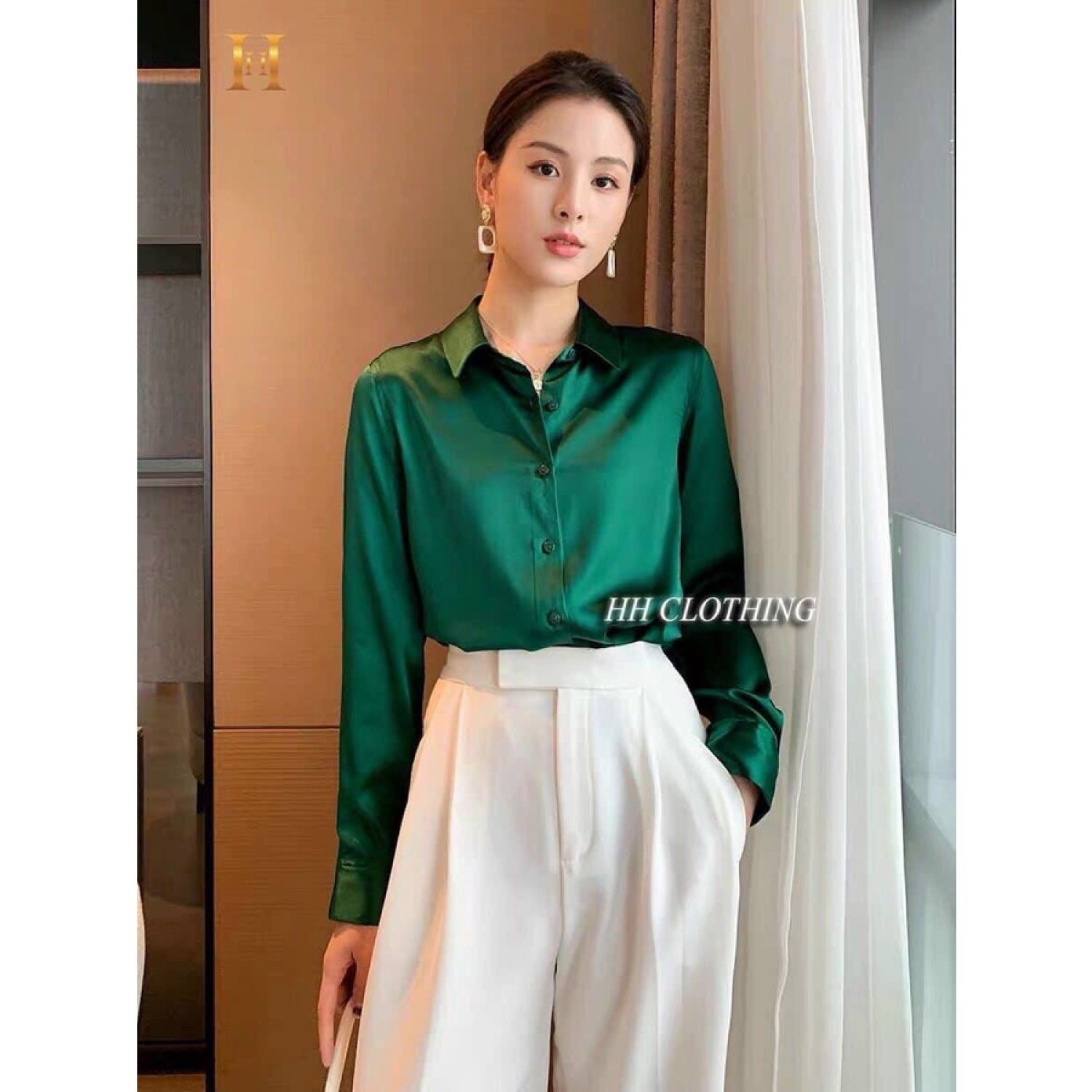 Áo sơ mi nữ công sở chất lụa Nhật cao cấp