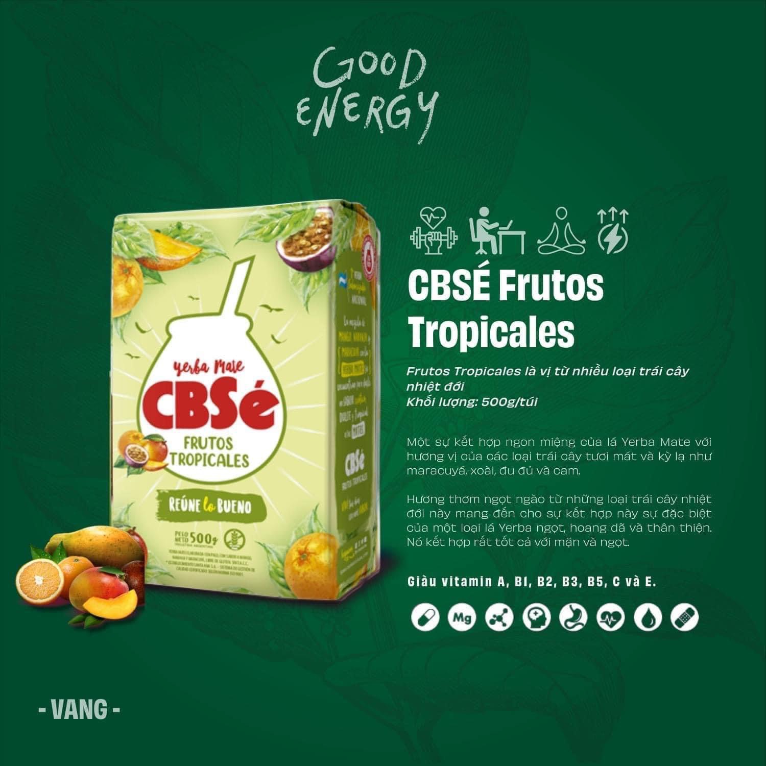 Yerba tea maté CBSe Frutos Tropicales 500gr - free bag filter + tea clip