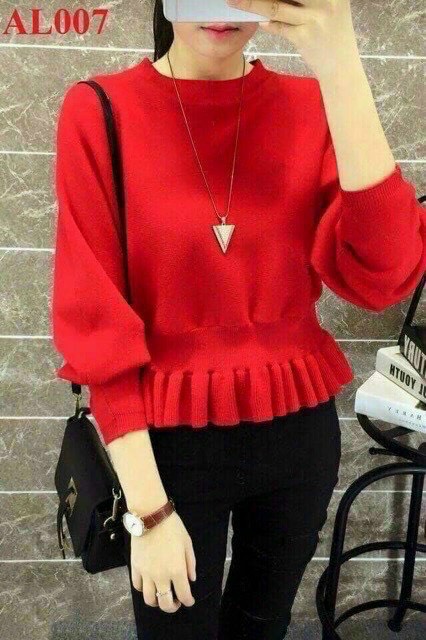 Áo thun gân bèo tay dài cổ tròn phong cách thu- đông ttvv0031