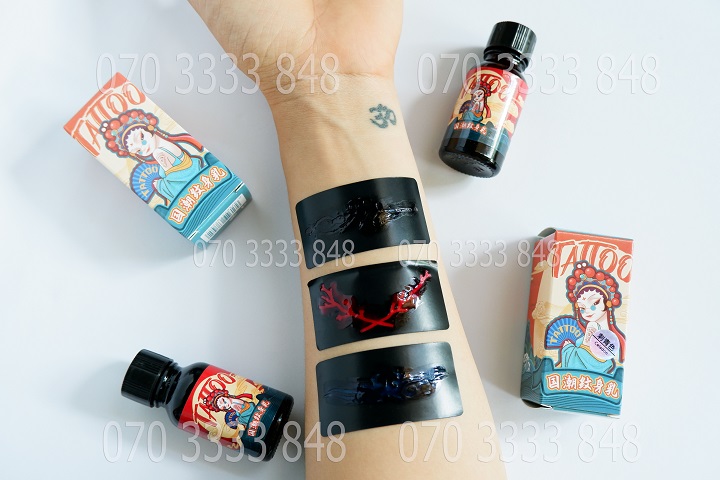 【INK TATTO】Mực Xăm 15Day Phiên Bản Cao Cấp [Màu Đen - Đỏ - Xanh] [ Tặng 3 Khuôn xăm + hình Sticker]  No.3