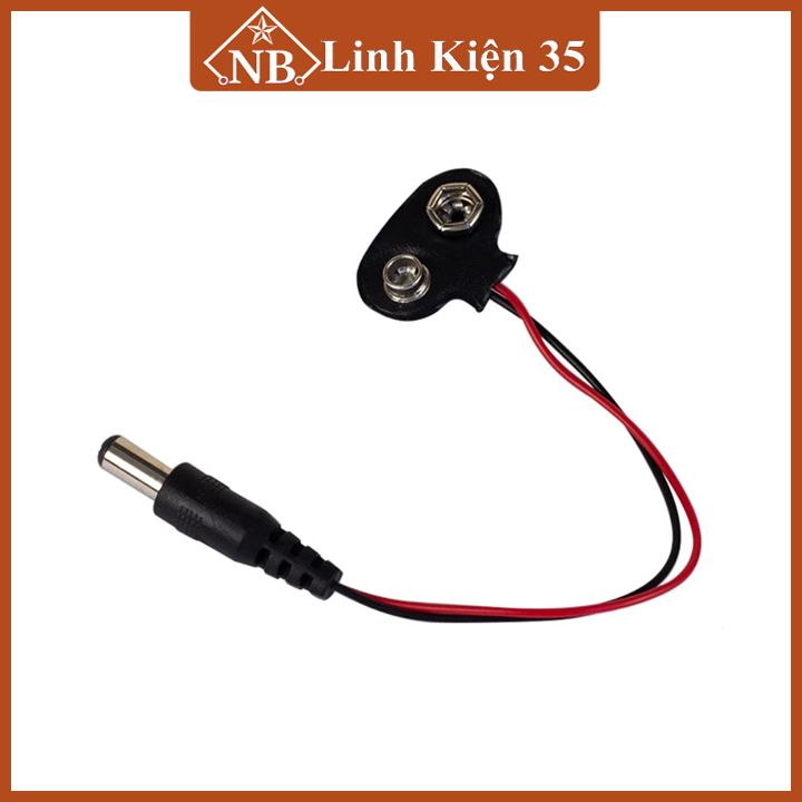 Dây đế pin 9V có đầu jack nối ra DC 5.5x2.1mm