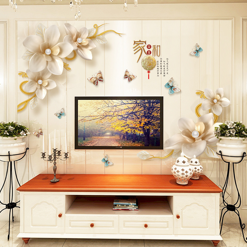 Decal dán tường hoa hồng vàng 3D SK2028AB