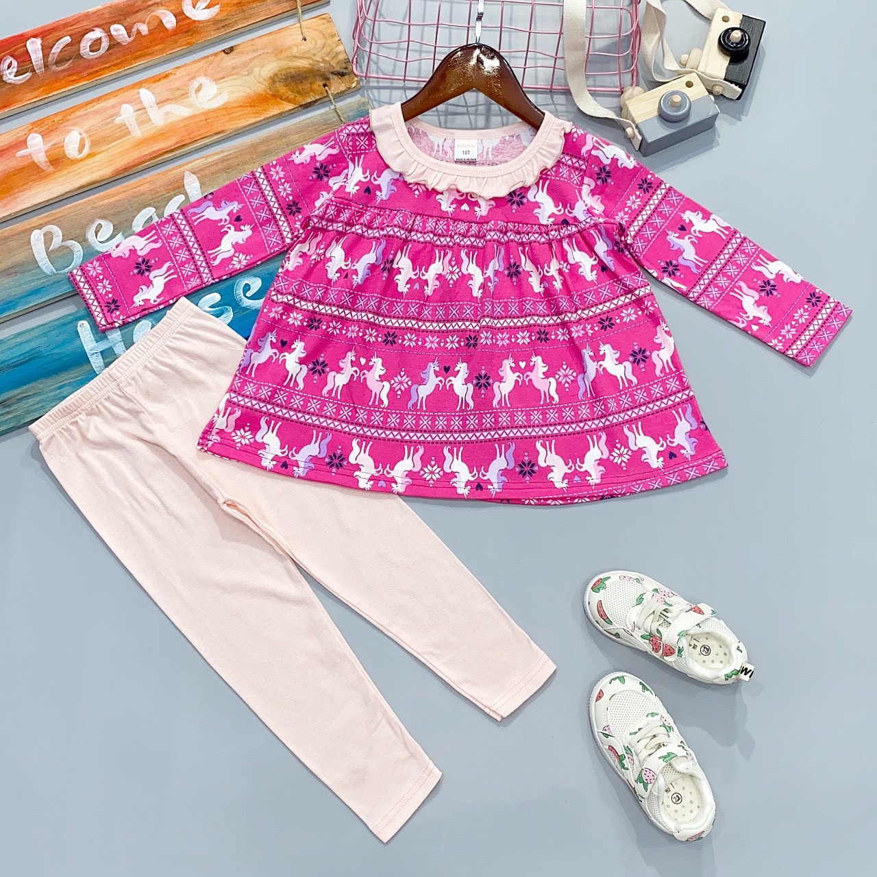 16-19KG) Bộ thun borip bé gái tay dài quần dài size đại, thun mềm co giãn, áo xòe quần ôm 046