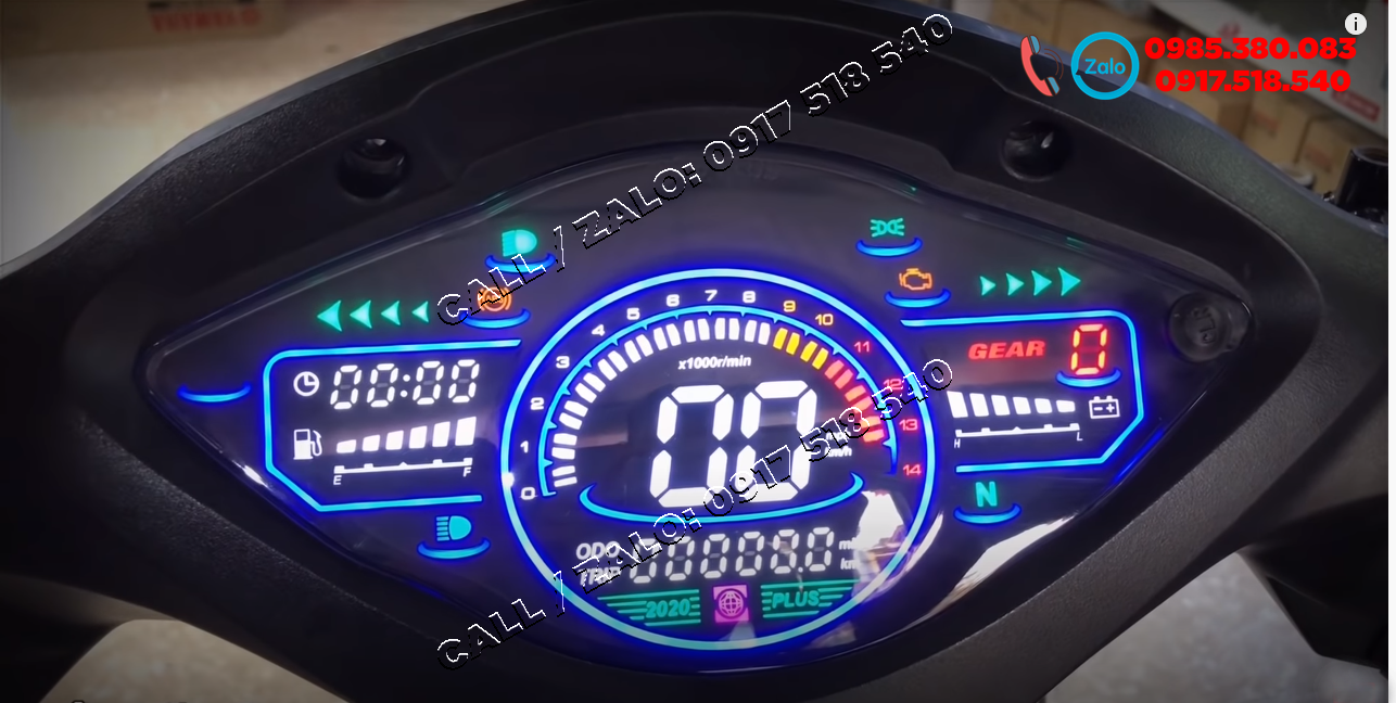 Đồng hồ điện tử 2020 - 2021 PLUS gắn Wave Alpha, Wave S , Wave RS , Wave 50cc full led lcd ( đối chiếu mẫu gống hình) Gắn Wave 2017 - 2021 như Zin