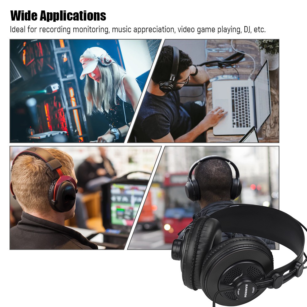 Samson SR850 Semi-Open Headphones Back Studio Reference.