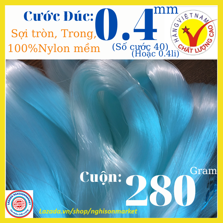Cước đúc đan lưới 0.4mm (0.4li, Số 40) Câu cá Đan chài lưới cuộn 280 gram loại tốt
