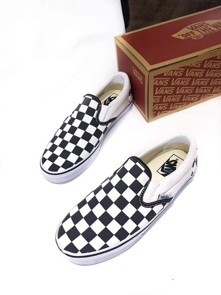 Giày lười vans caro nam nữ Full Box Tag