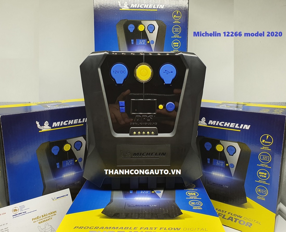 Bơm Lốp tự ngắt Michelin 12266 model mới - Dùng cho ô tô và xe máy.