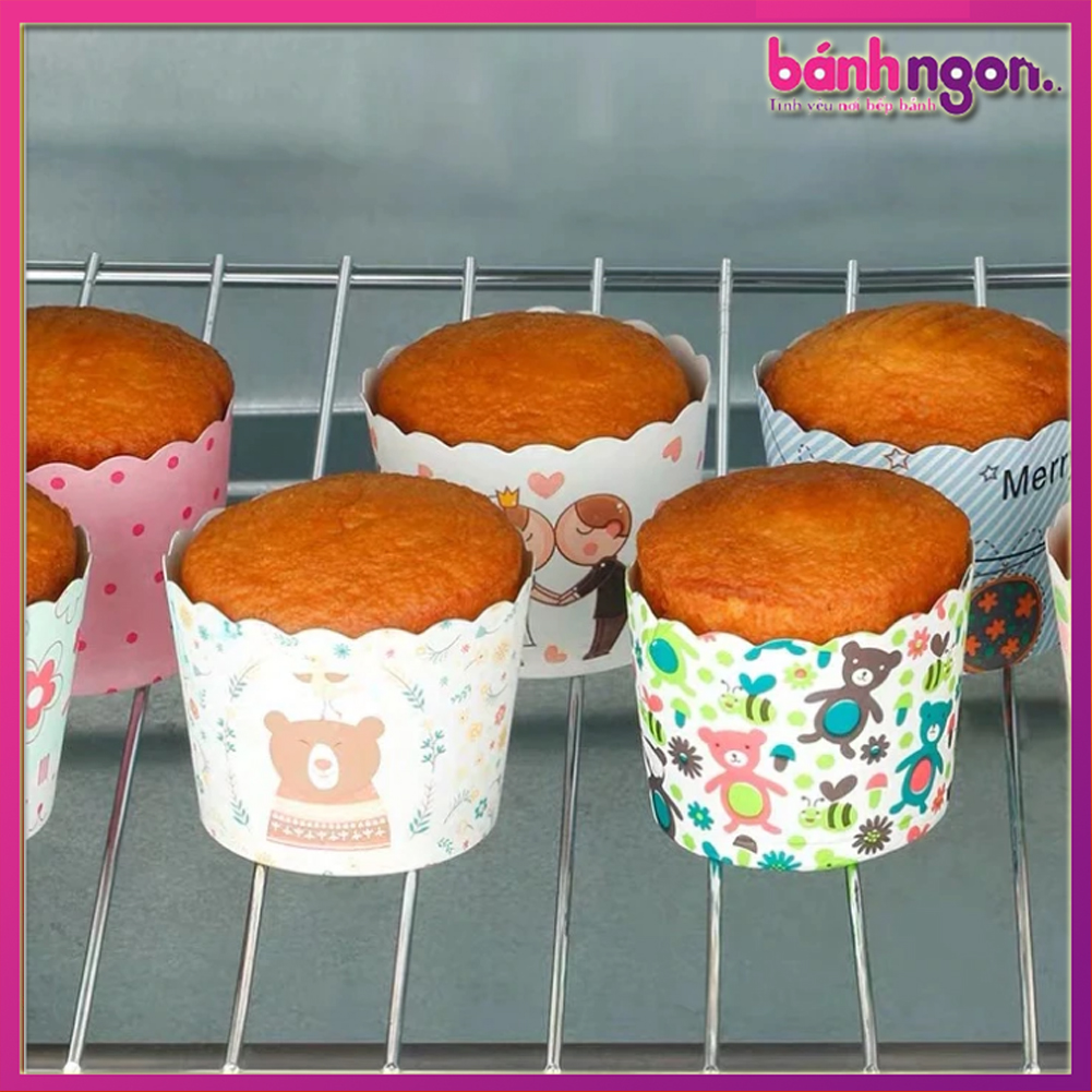 Cup giấy cứng lót nướng bánh cupcake 6cm-7cm (50 cái)