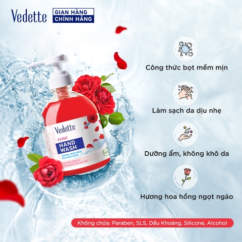 Nước rửa tay Vedette Hoa Hồng 500ml (TPM277)