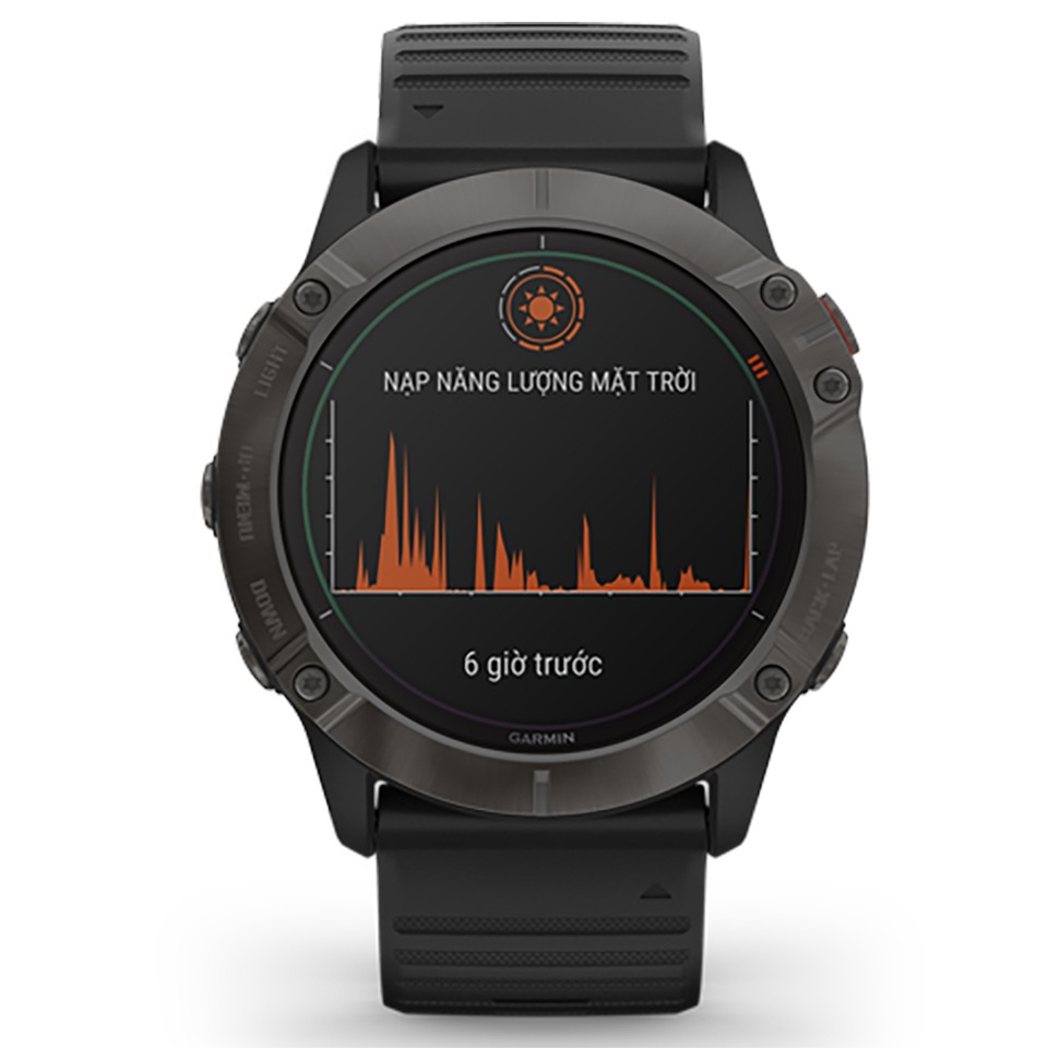 ĐỒNG HỒ THÔNG MINH GARMIN FENIX 6X (TITANIUM CARBON GRAY DLC WITH BLACK BAND, PRO SOLAR)