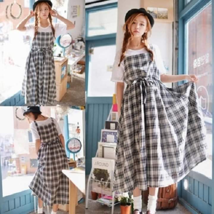Sét áo kèm yếm kẻ cutekèm ảnh thật