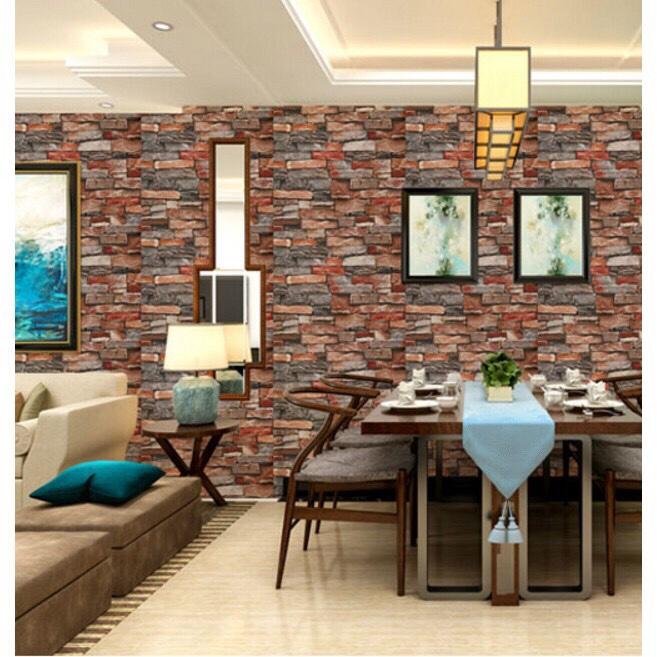 [HCM]Cuộn 5M decal giấy dán tường (có sẵn keo) - ĐÁ THƯA NHIỀU MÀU
