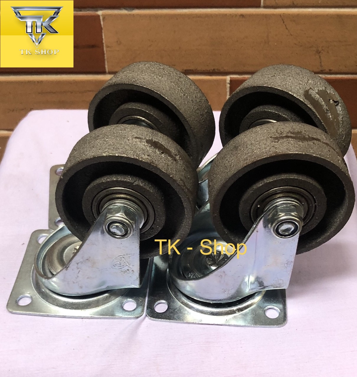 Bộ 4 Bánh Xe Đẩy Gang Đúc 75x32 ( Tải Trọng 400kg)