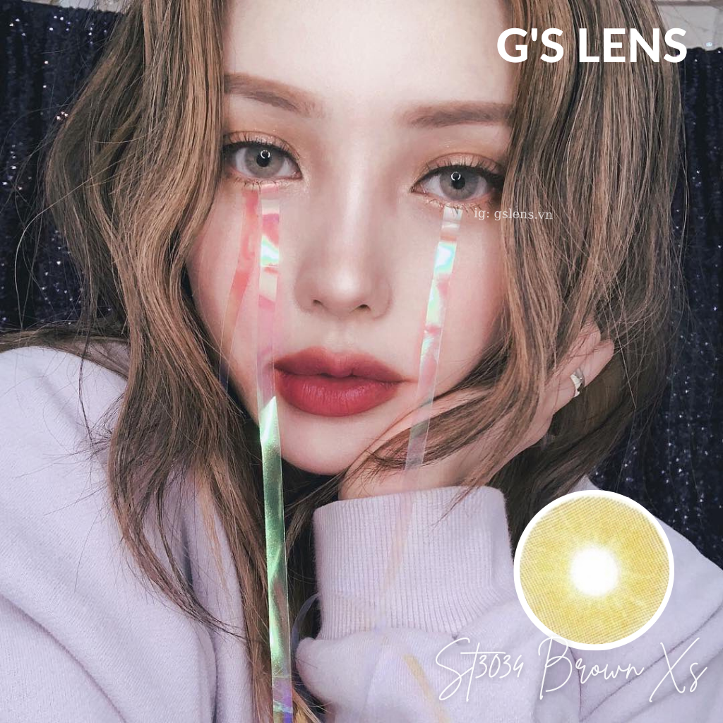Kính Áp Tròng Lens Nâu Tây Sáng Siêu Đẹp Không Giãn Size Xs 14mm Có 0 Đến 6 Độ ST3034 Brown Xs