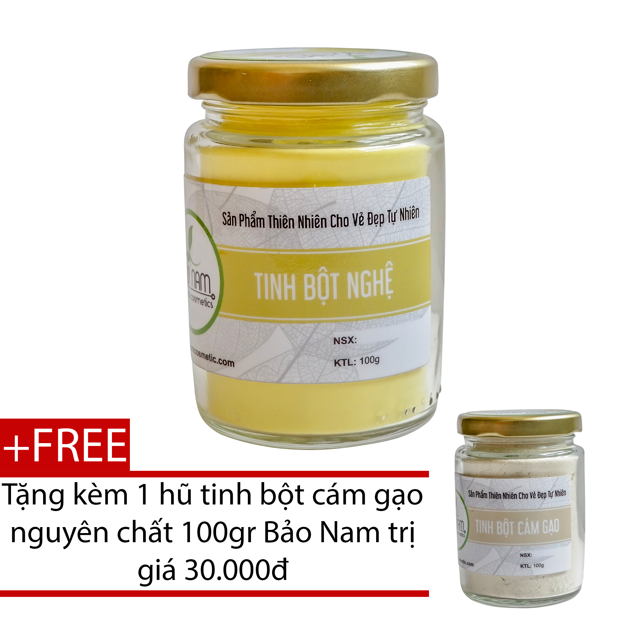 Tinh bột nghệ nguyên chất 100gr + Tặng tinh bột cám gạo nguyên chất 100g - Bảo Nam