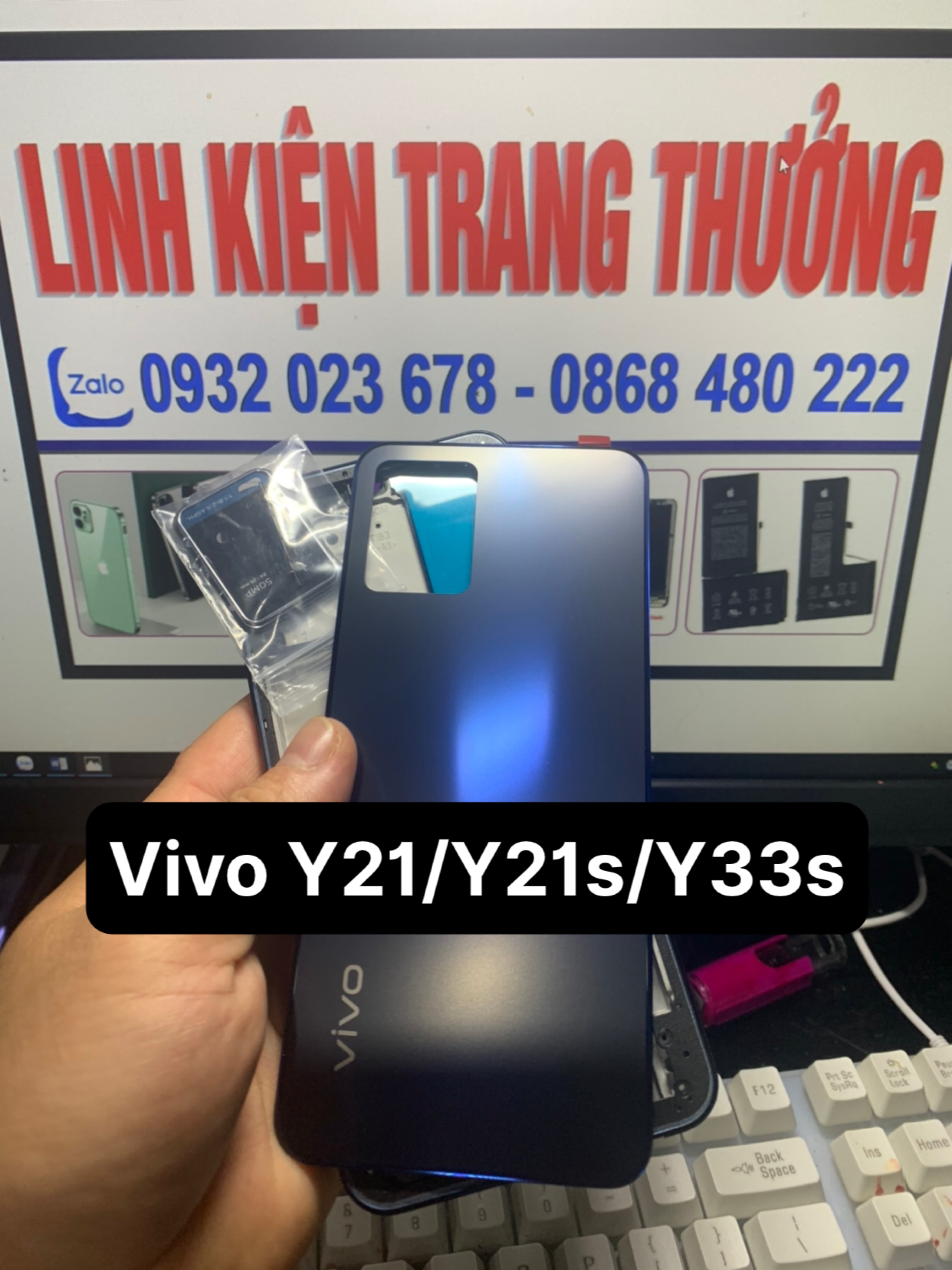 Bộ vỏ điện thoại zin hãng vivo Y21 / Y21s / Y33s Gồm xương, lưng, phím bấm, kính camera