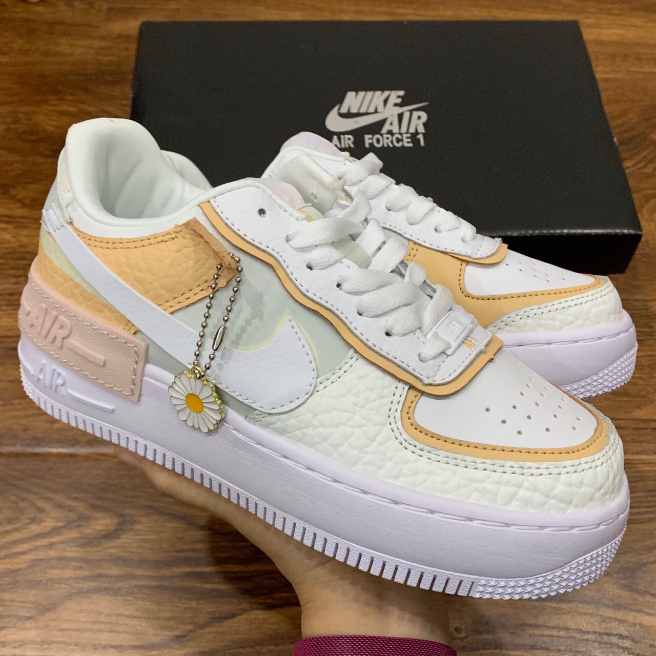 [Full phụ kiện] Giày Sneaker Thể Thao Air Force 1 Hoa Cúc Vàng