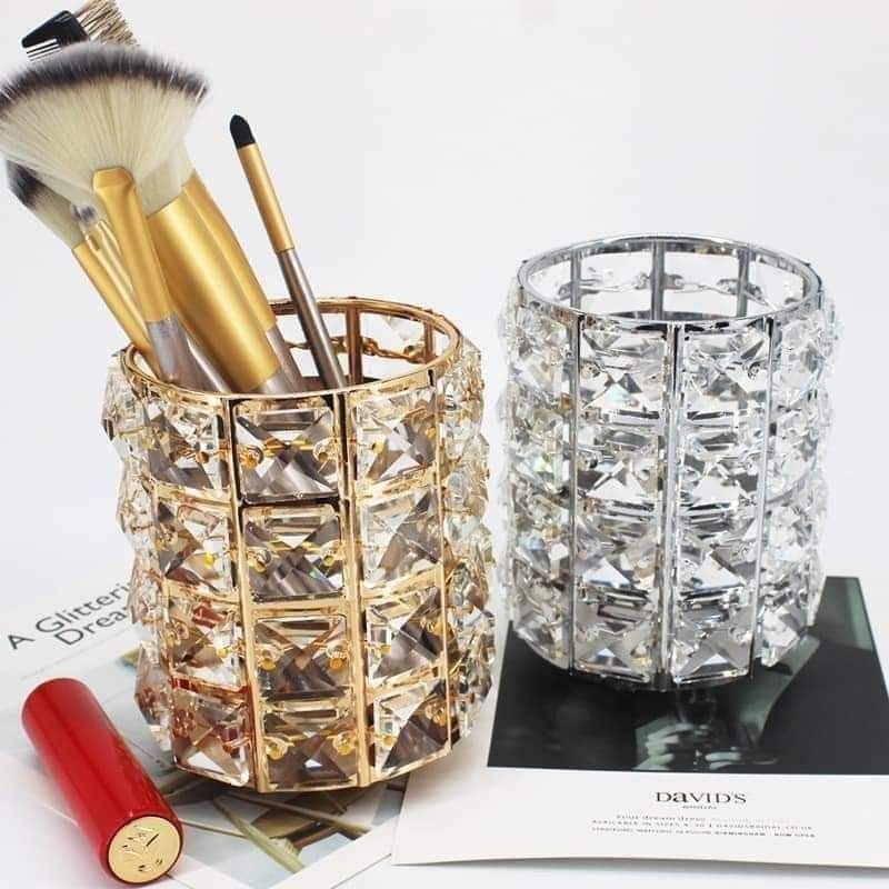 Cốc đựng cọ trang điểm, đồ làm nail, lọ decor pha lê cao cấp