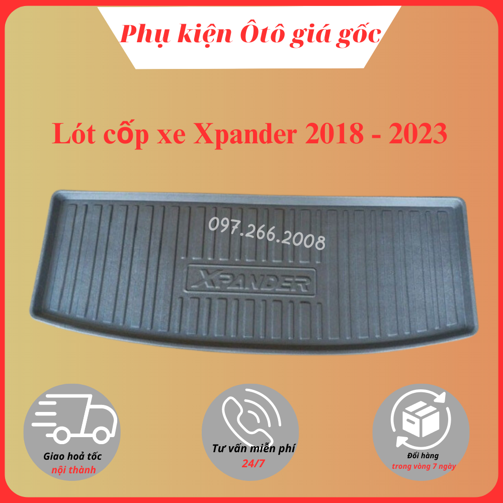 Lót cốp xe Mitsubishi Xpander 2018 - 2023 nhựa deo cao cấp, lau rửa dễ dàng