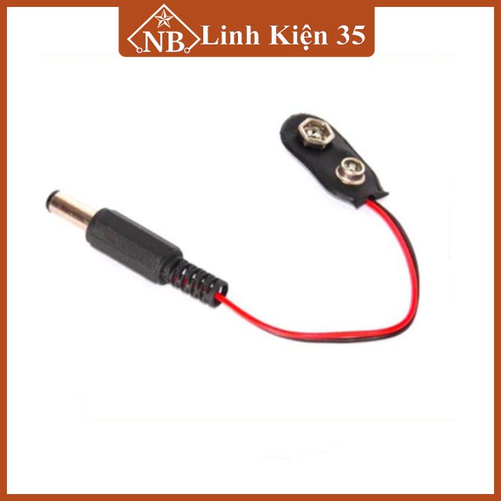 Dây đế pin 9V có đầu jack nối ra DC 5.5x2.1mm