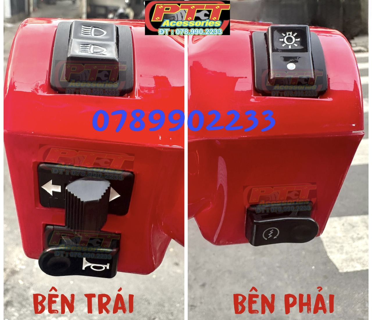 BỘ NÚT CÔNG TẮC XE MAX 3 ( TRUNG QUỐC ) CÙM CÔNG TẮC LIỀN