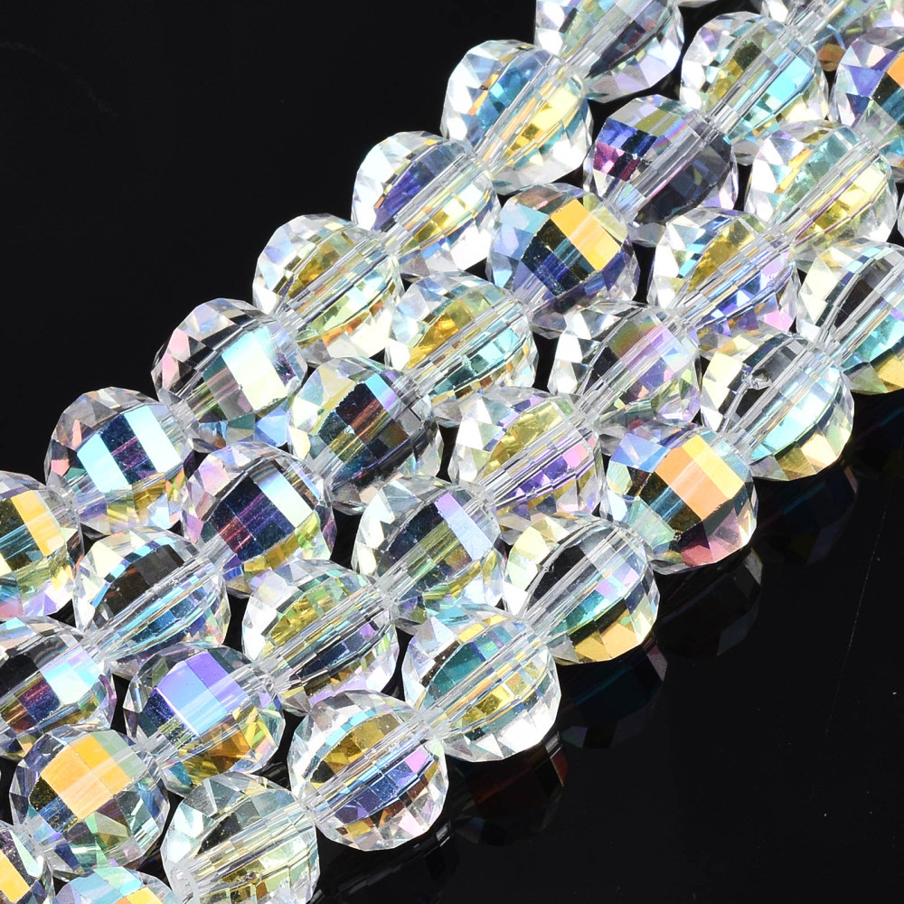 5Strand Electroplate Transparent Glass Beads Strands AB Color Plated